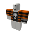 [2P] Orange Open Striped Hoodie & Skull Undershirt
