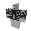 [S] White & Black Checkered Rolled-Up Jacket