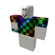 [S] Checkered Pattern Tee - Black & Rainbow
